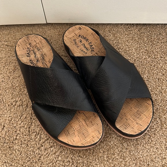 KorkEase Shoes Korkease Tutsi Slide Sandal Black Leather Cross